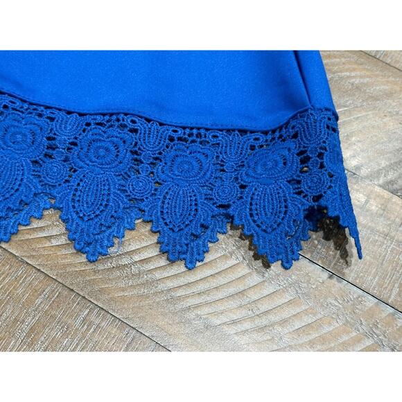 Rare Editions Big Girl's Size 8 - Flutter Sleeve - Royal - Crochet Skater Dress - Picture 8 of 11